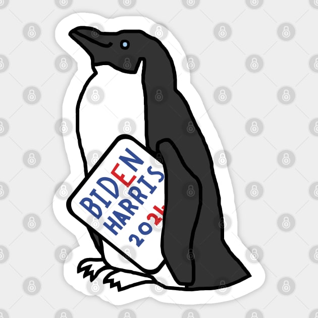 Penguin with Biden Harris 2024 Sign Sticker by ellenhenryart